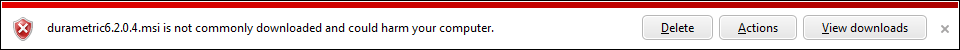 First prompt from IE9 when attempting to install Durametric.